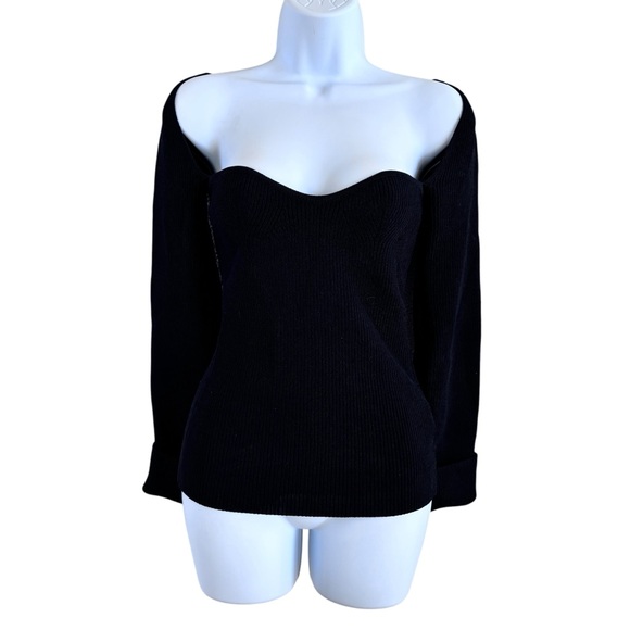 PIXIE MARKET Chiara Knit Black Bustier Top L - Picture 3 of 11